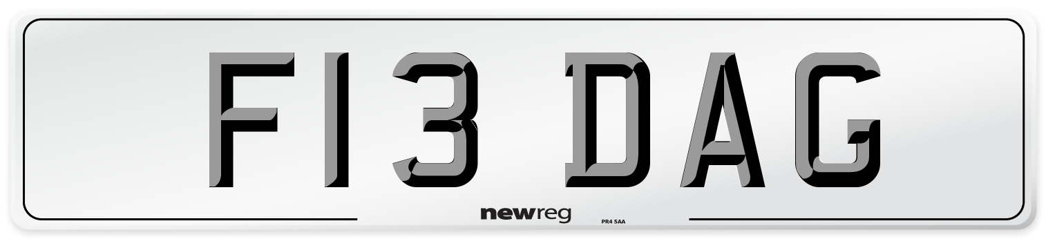 F13 DAG Number Plate from New Reg